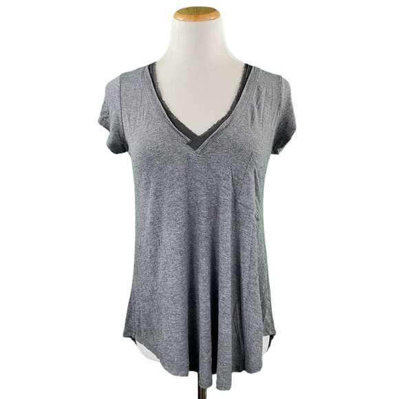 H by bordeaux Tops - H by Bordeaux Gray Raw Hem Tee